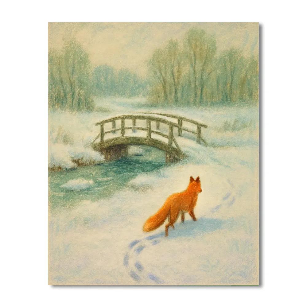 Fox Tracks Beyond The Frosted Bridge Painting by numbers kit