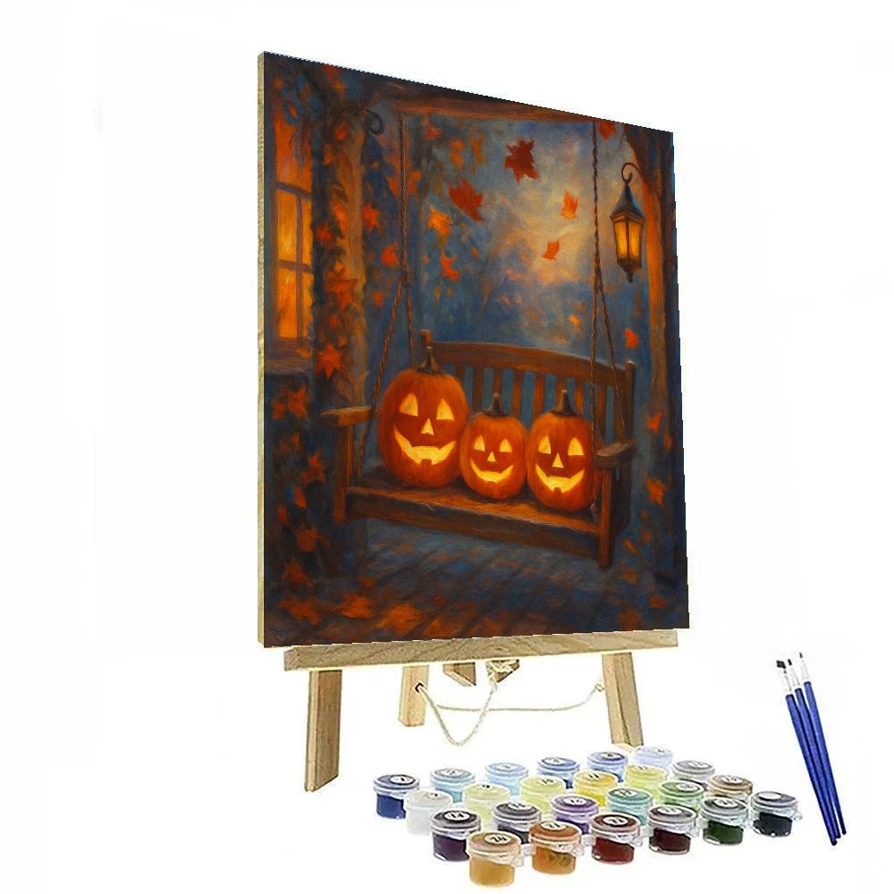 Porch Swing Pumpkin Quartet painting number kit
