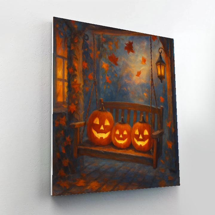 Porch Swing Pumpkin Quartet painting number kit