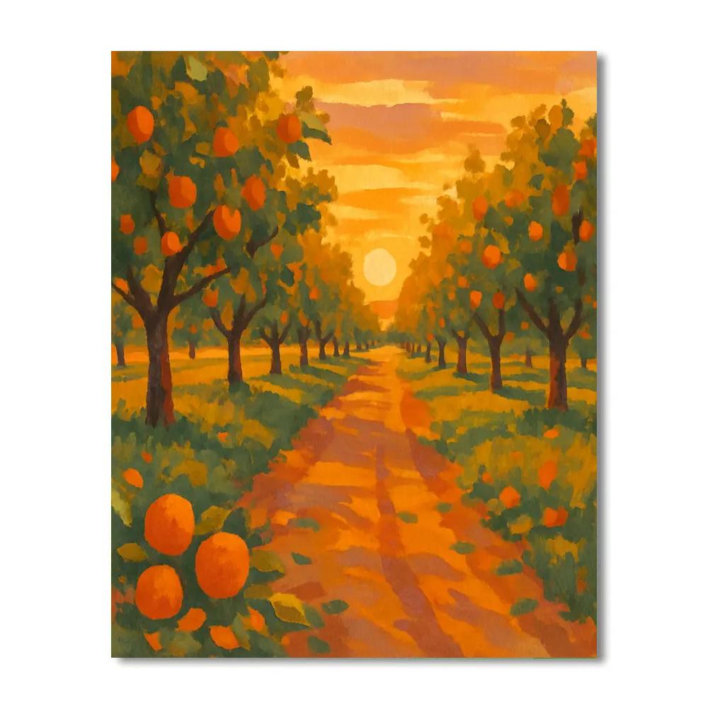 Sunset Orchard And Amber Sky Paint by numbers kits