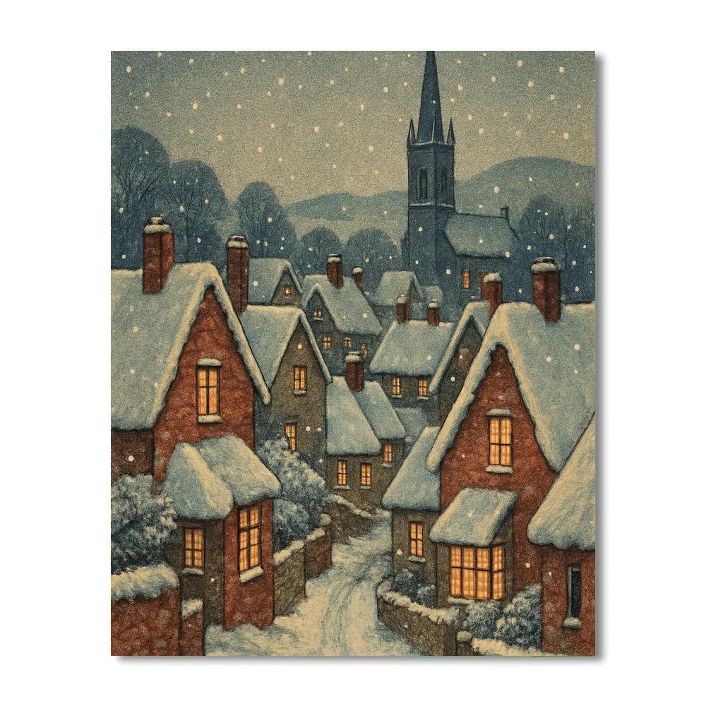 Village Under Falling Stardust paint by numbers