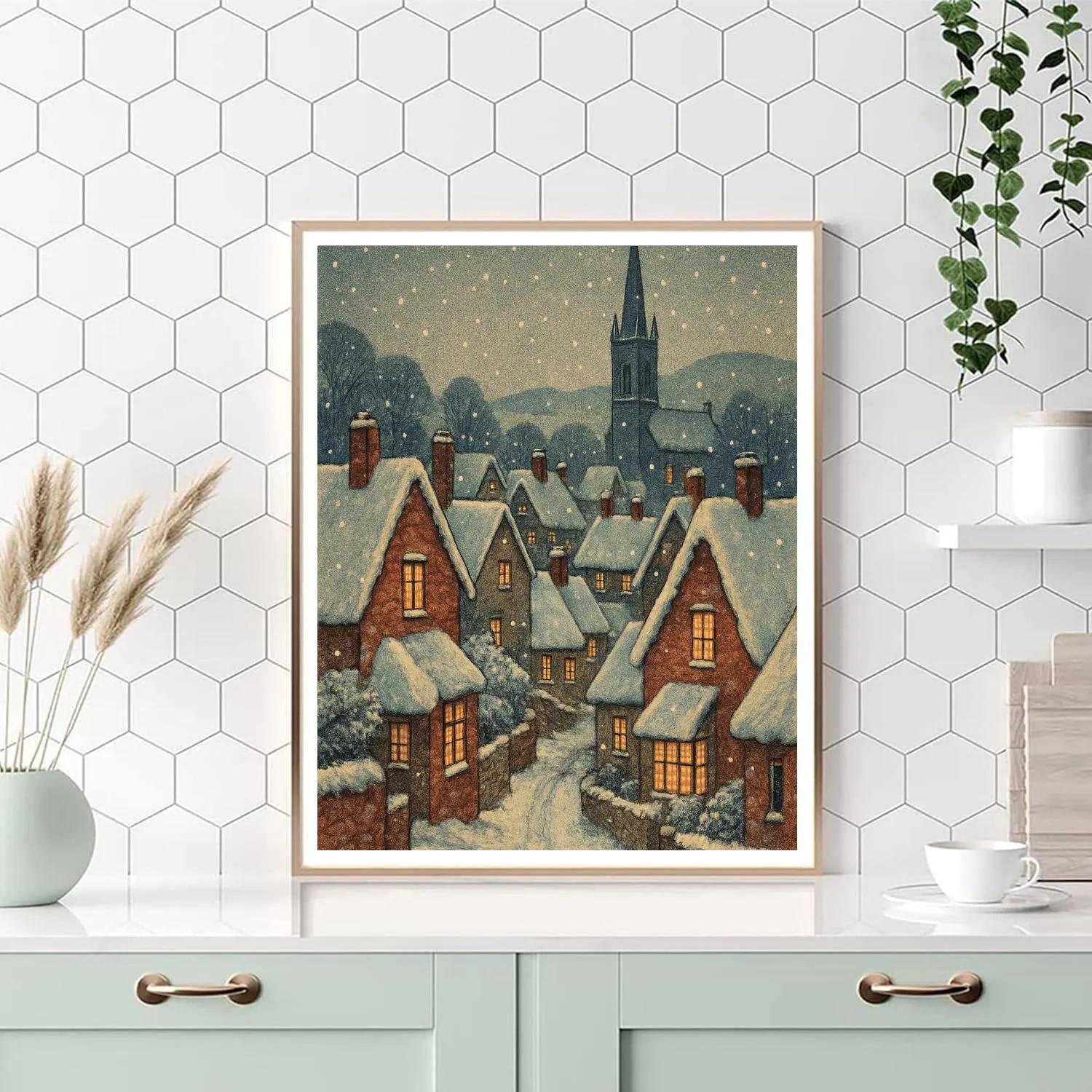 Village Under Falling Stardust paint by numbers