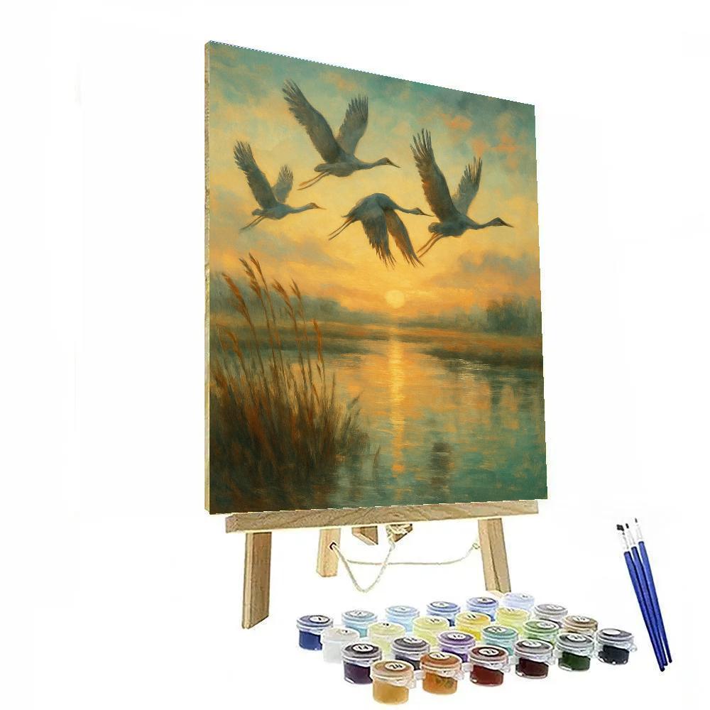Crane Sunrise Passage paint by numbers