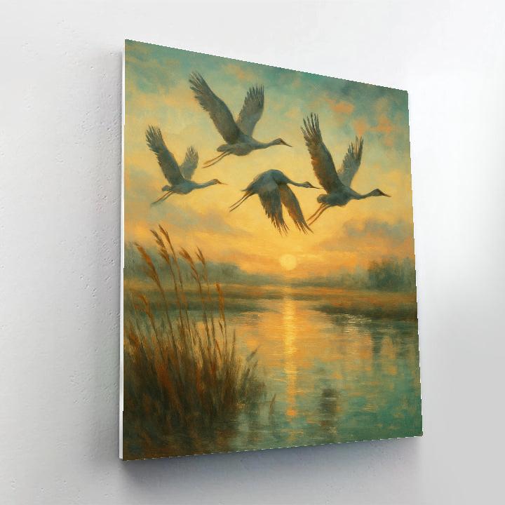Crane Sunrise Passage paint by numbers