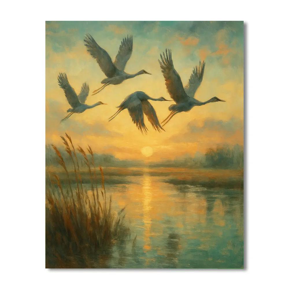 Crane Sunrise Passage paint by numbers
