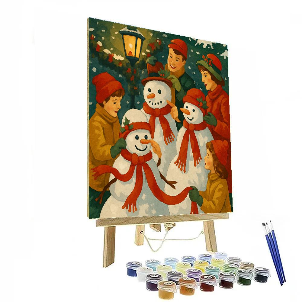 Ribboned Snowmen Painting by numbers kit