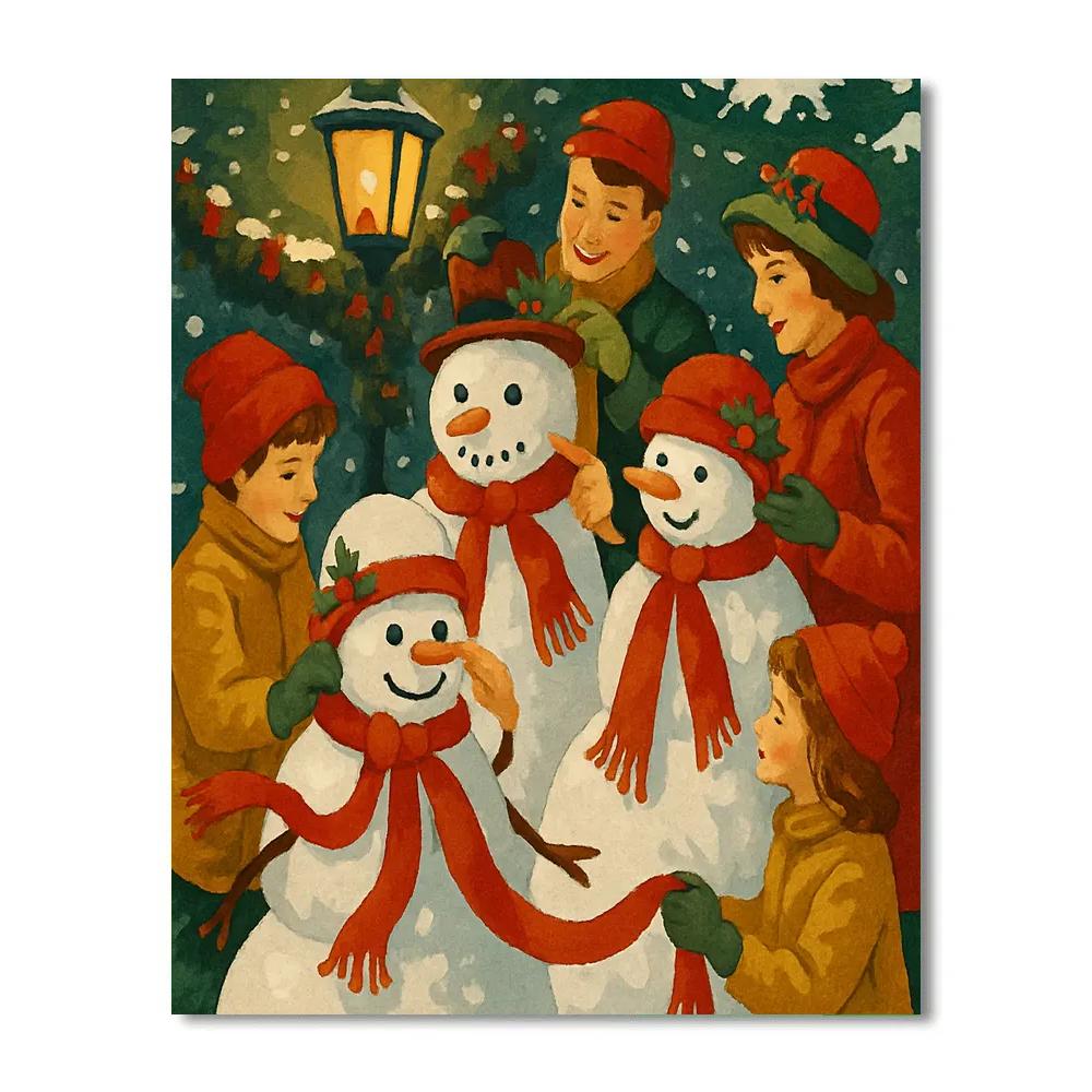 Ribboned Snowmen Painting by numbers kit