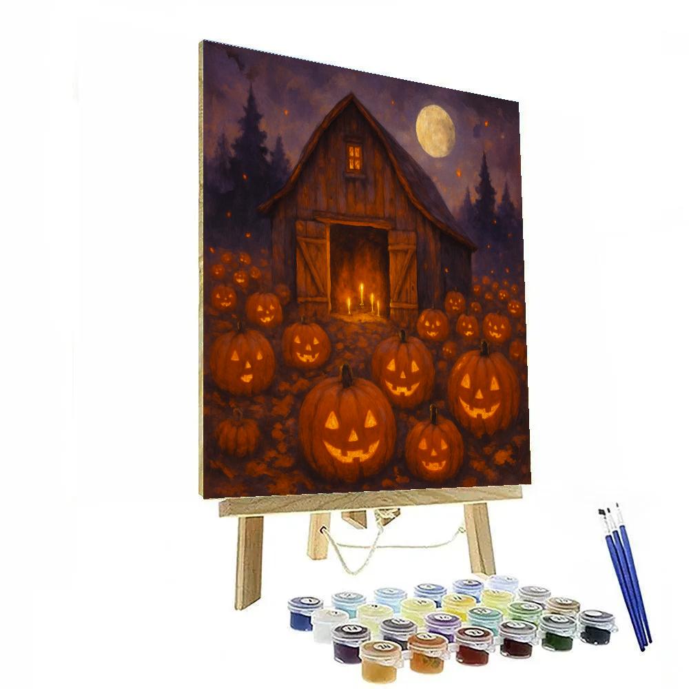 Barn Of Midnight Pumpkins Number painting
