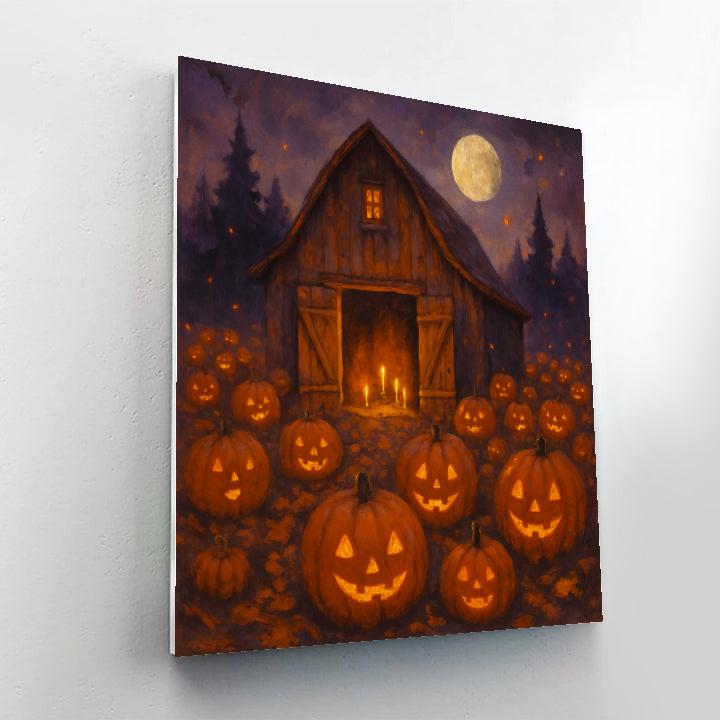 Barn Of Midnight Pumpkins Number painting