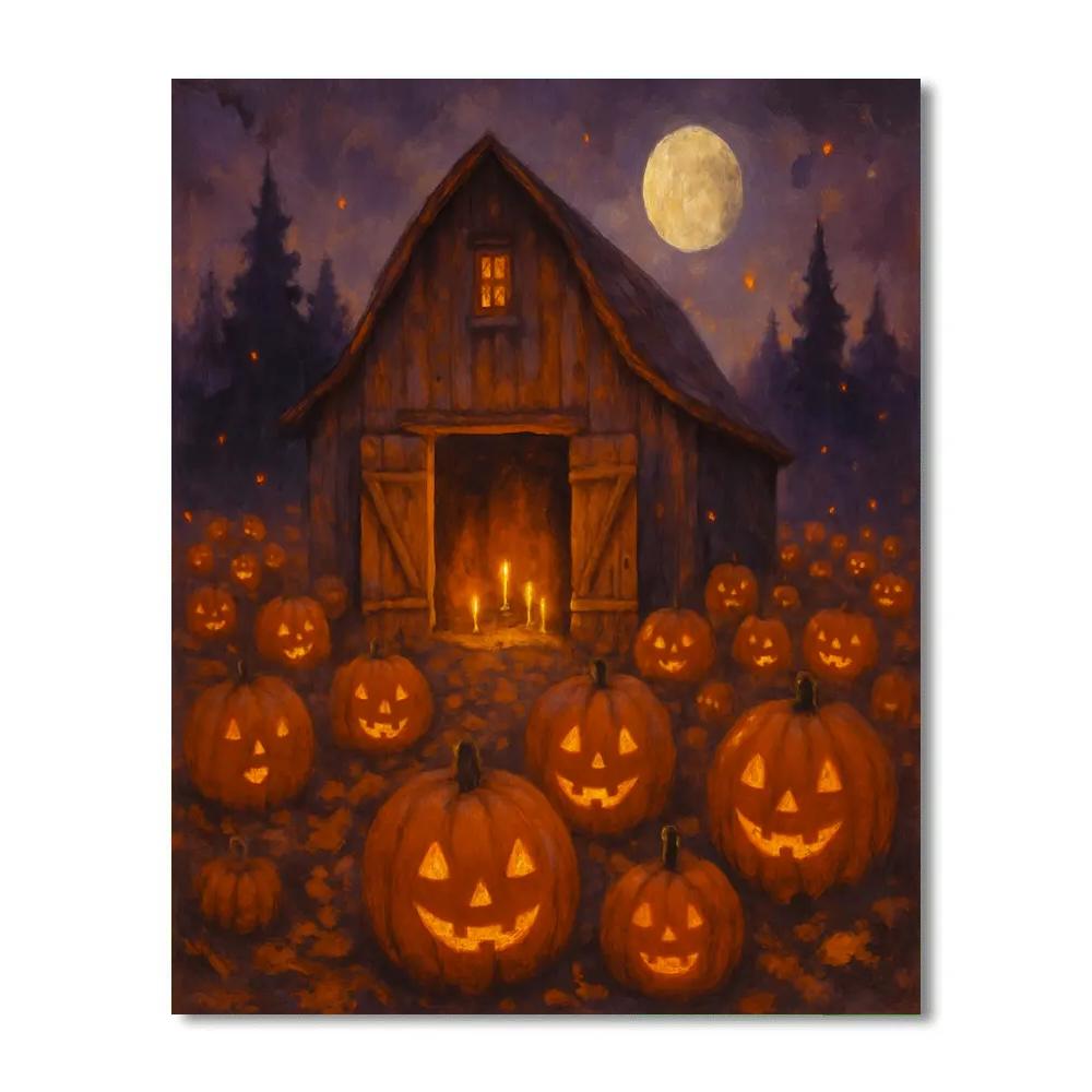 Barn Of Midnight Pumpkins Number painting