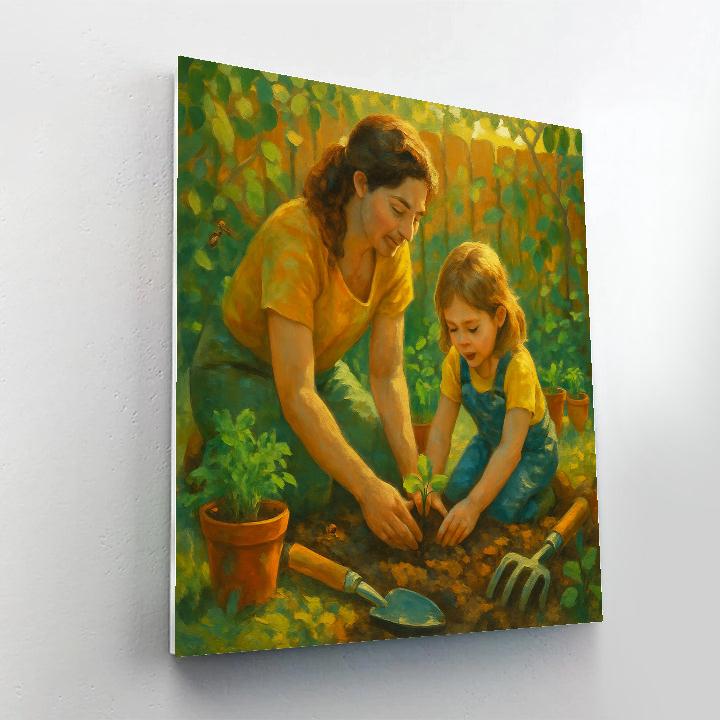 Gardening Lessons With Mother And Daughter Numbered painting kits