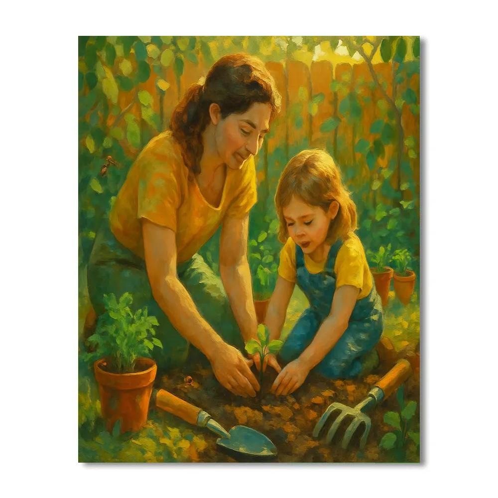 Gardening Lessons With Mother And Daughter Numbered painting kits