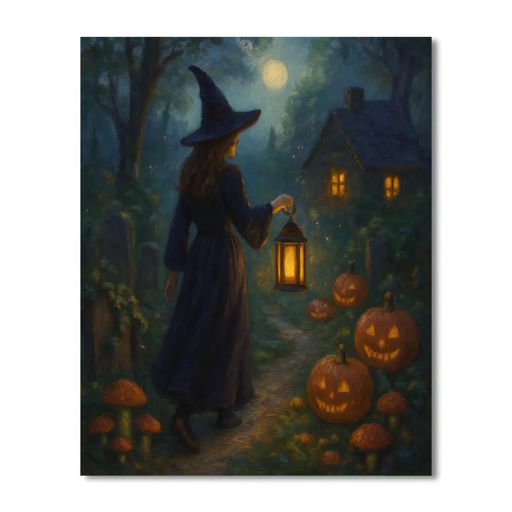 Moonlit Witchs Garden Walk paint by number