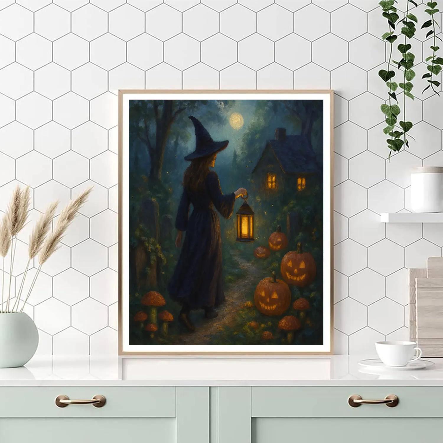 Moonlit Witchs Garden Walk paint by number