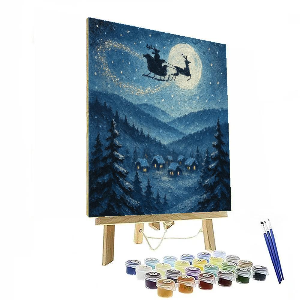 Sleigh Over Moonlit Fir Ridge Painting by numbers kit