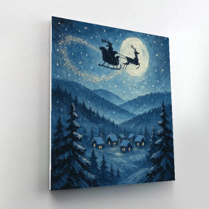Sleigh Over Moonlit Fir Ridge Painting by numbers kit