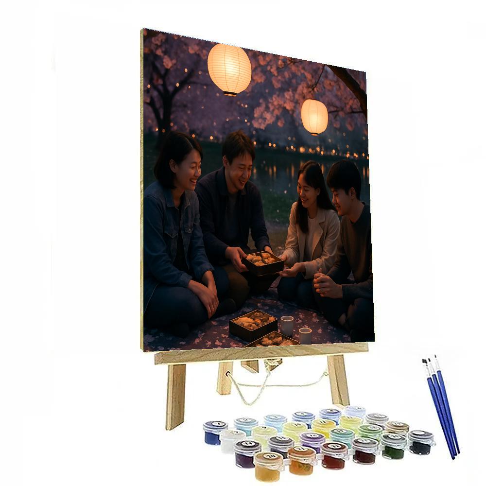 Cherry Blossom Hanami Evening Picnic DIY paint by numbers