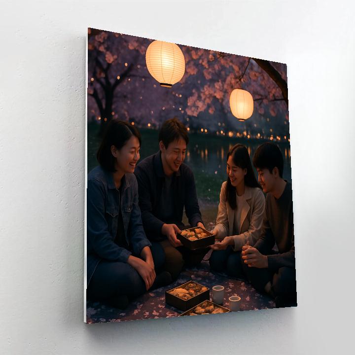 Cherry Blossom Hanami Evening Picnic DIY paint by numbers
