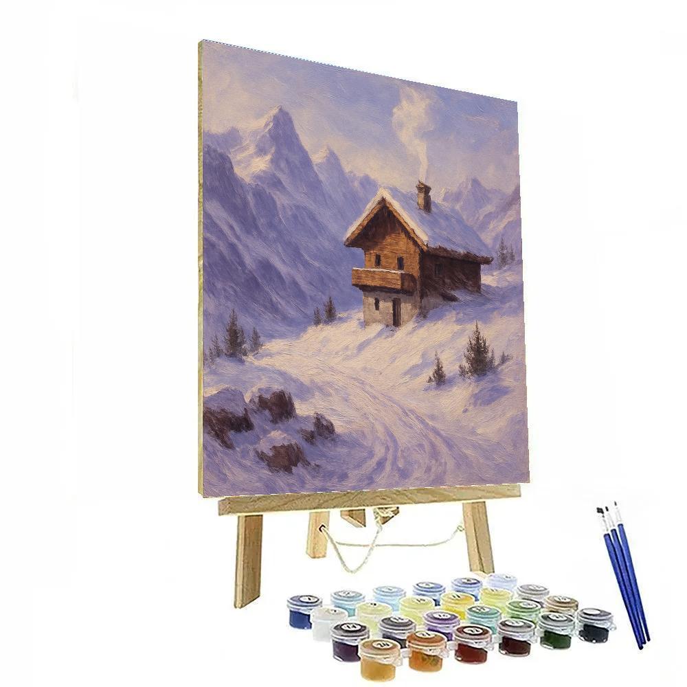 Silent Chalet On The Snowy Pass paint by number