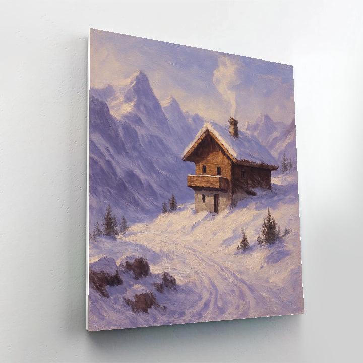 Silent Chalet On The Snowy Pass paint by number