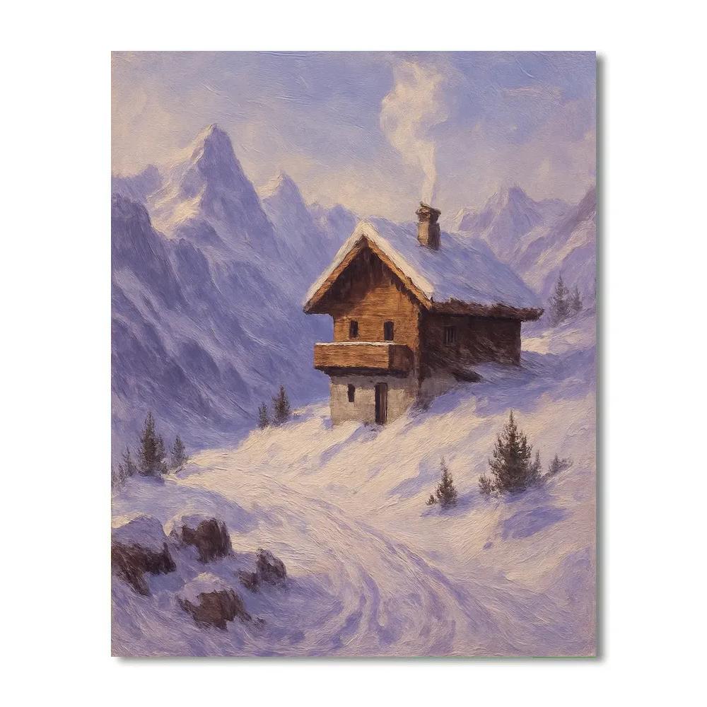Silent Chalet On The Snowy Pass paint by number