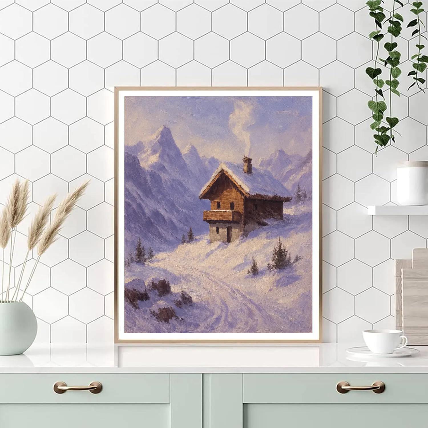 Silent Chalet On The Snowy Pass paint by number