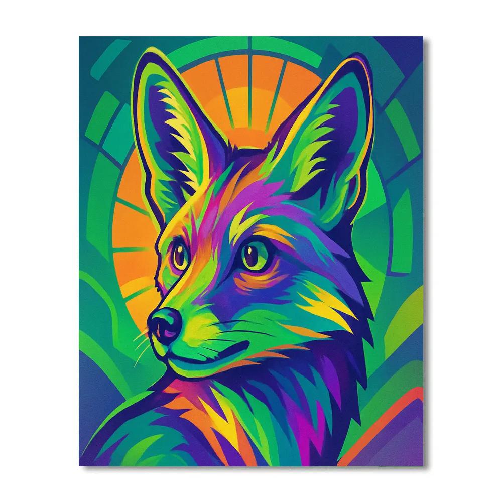 Solar Fox Mosaic Number painting