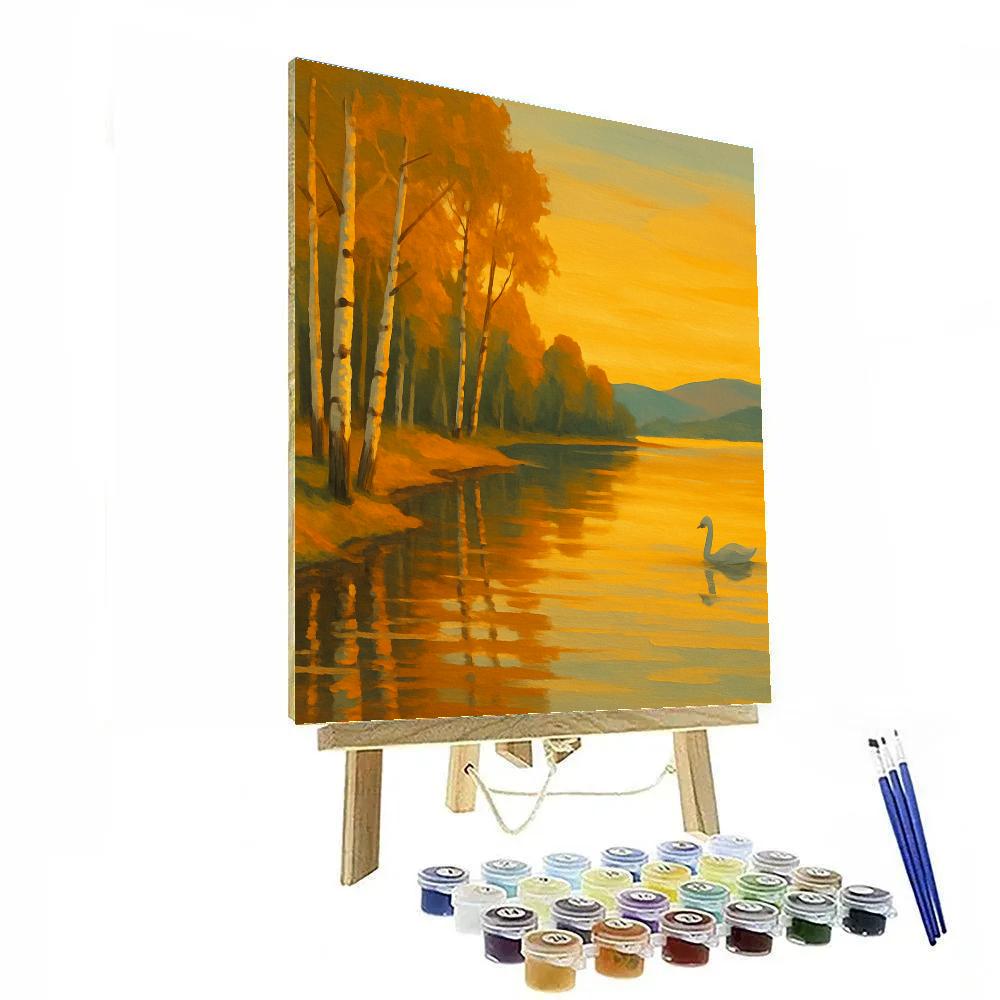 Golden Sunset At Birch Hollow paint by number