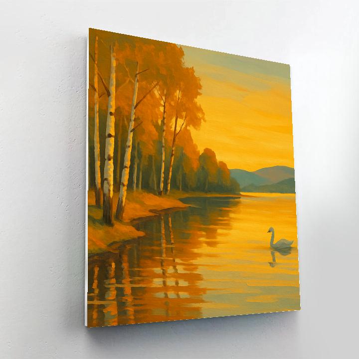 Golden Sunset At Birch Hollow paint by number