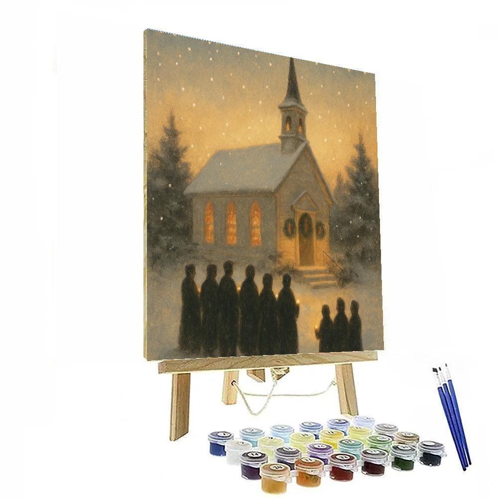Midnight Choir At Frosted Church paint by number