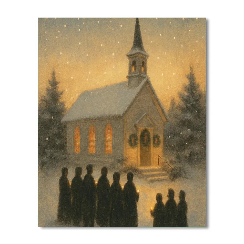 Midnight Choir At Frosted Church paint by number