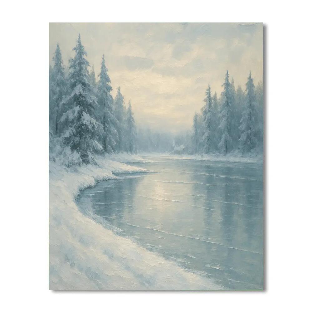 Winter Stillness At The Frozen Inlet Paint by numbers art