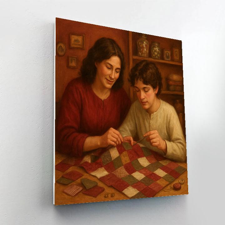 Mother And Teen Sewing Memories painting number kit