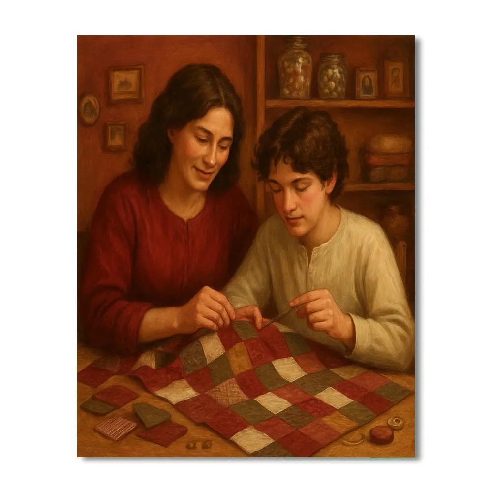 Mother And Teen Sewing Memories painting number kit