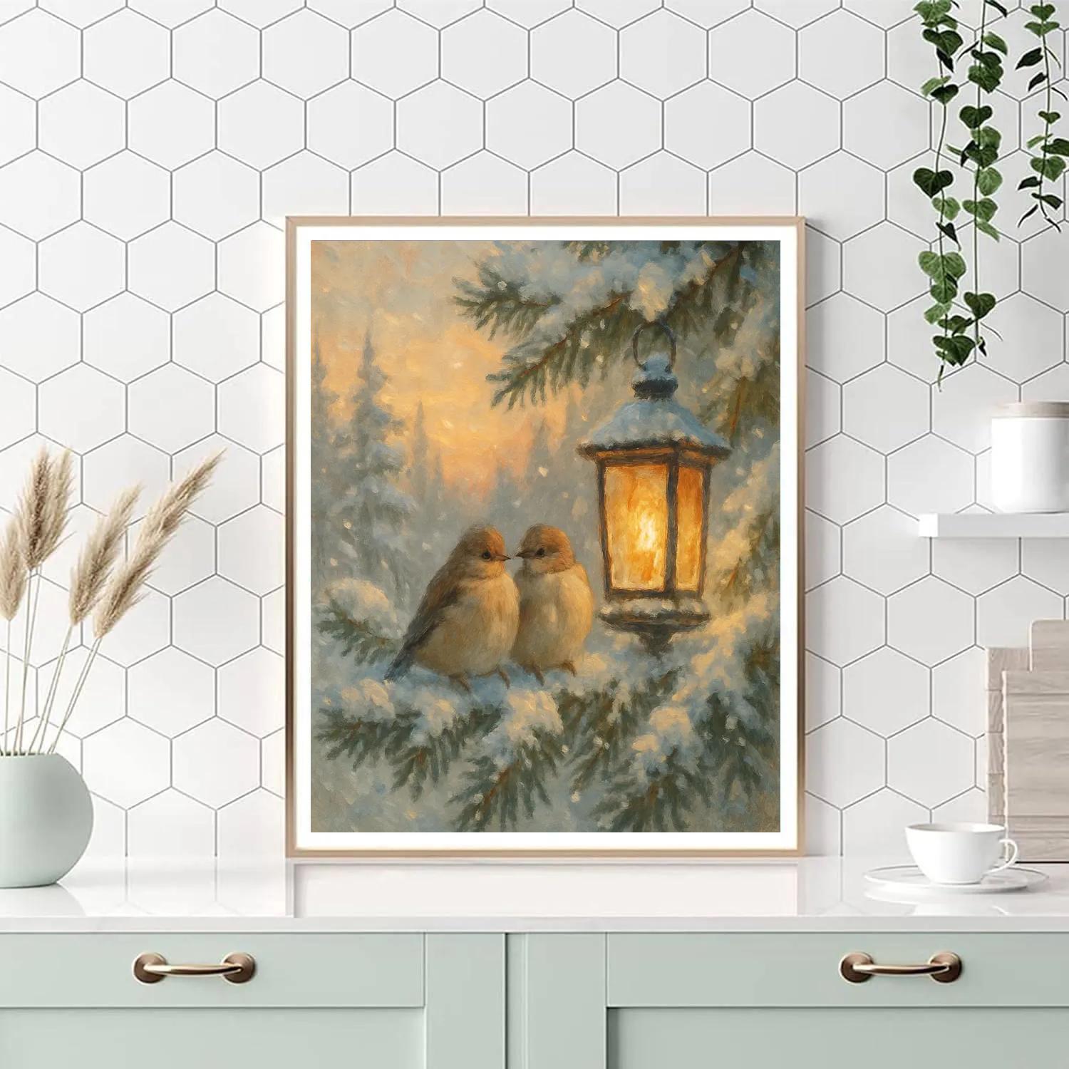 Snow Finch Hearthside DIY paint by numbers