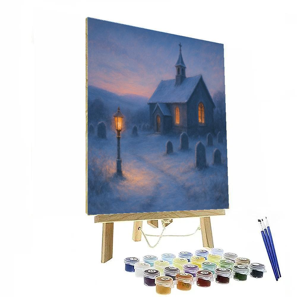 Quiet Churchyard At Frosty Dusk paint by numbers