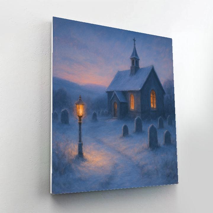 Quiet Churchyard At Frosty Dusk paint by numbers