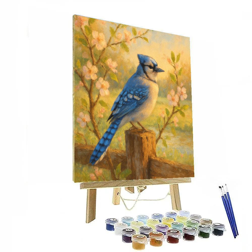 Rustic Painted Bluejay Serenade Paint by numbers art