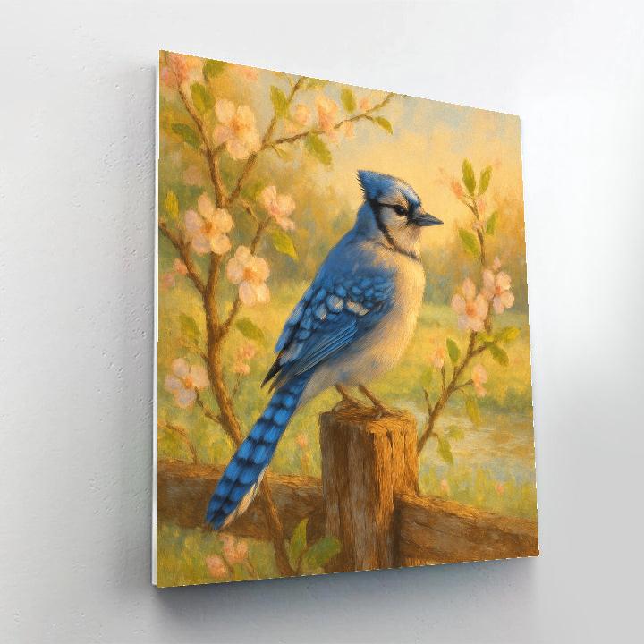 Rustic Painted Bluejay Serenade Paint by numbers art