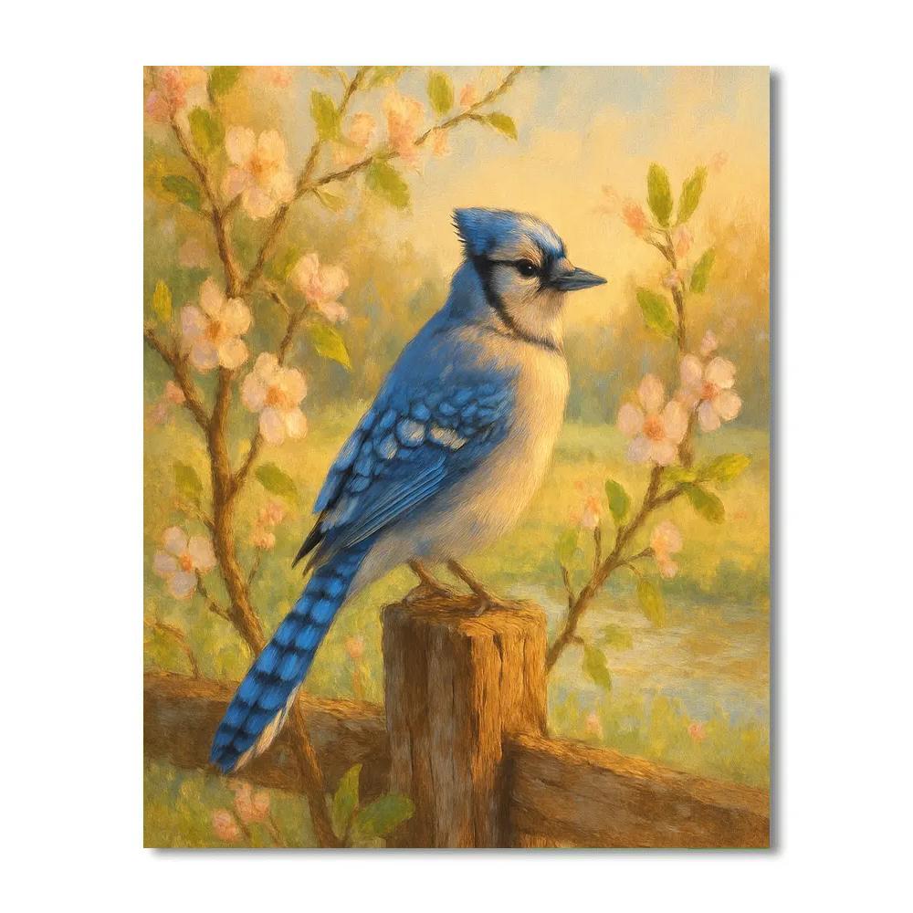 Rustic Painted Bluejay Serenade Paint by numbers art