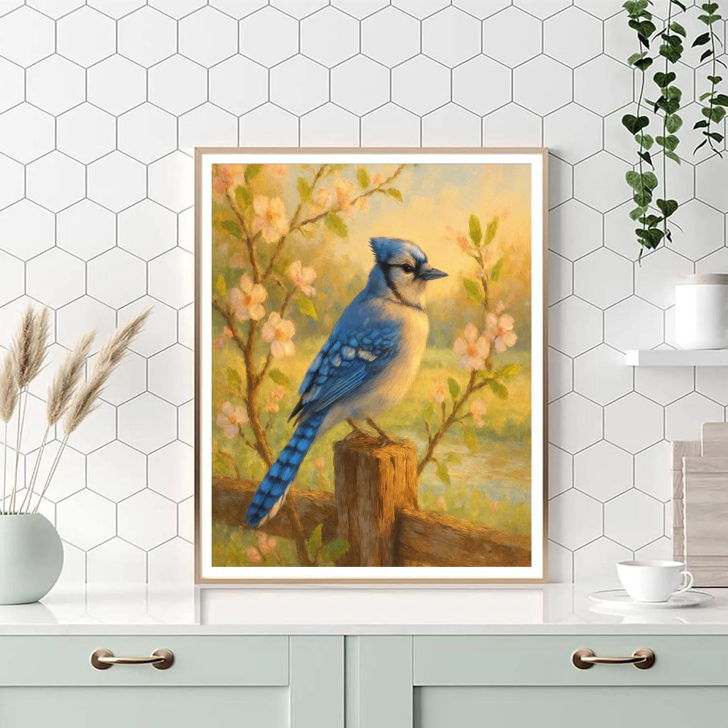 Rustic Painted Bluejay Serenade Paint by numbers art