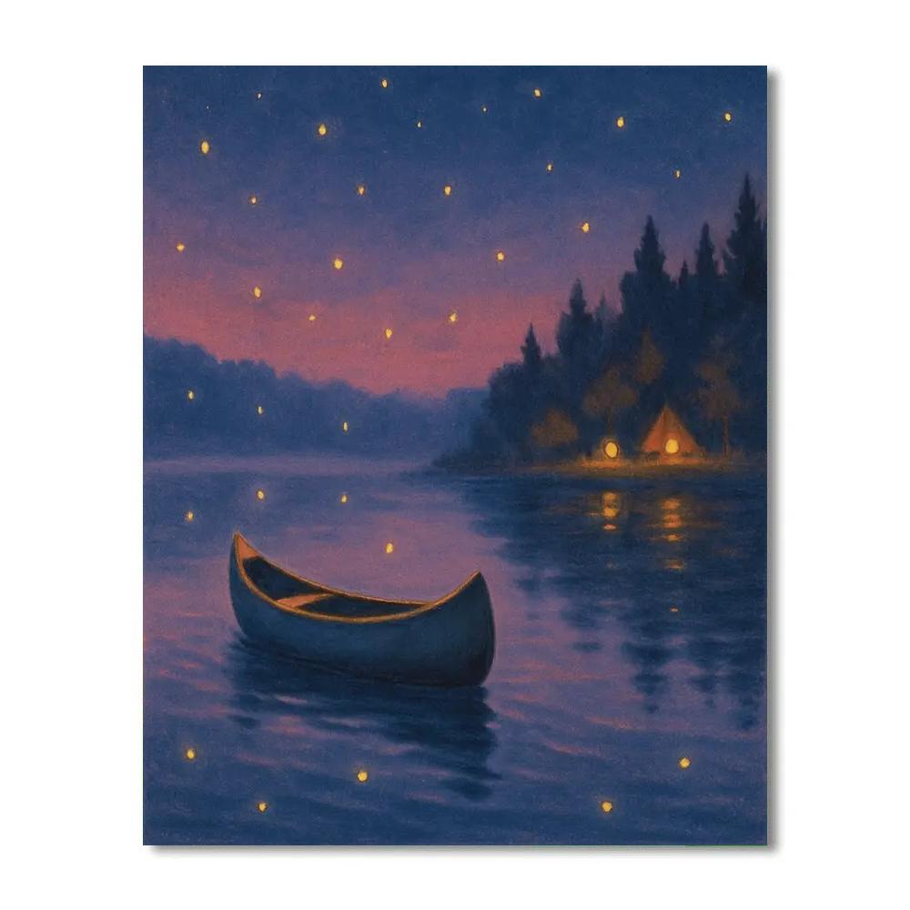 Twilight Canoe And Firefly Chorus paint by number