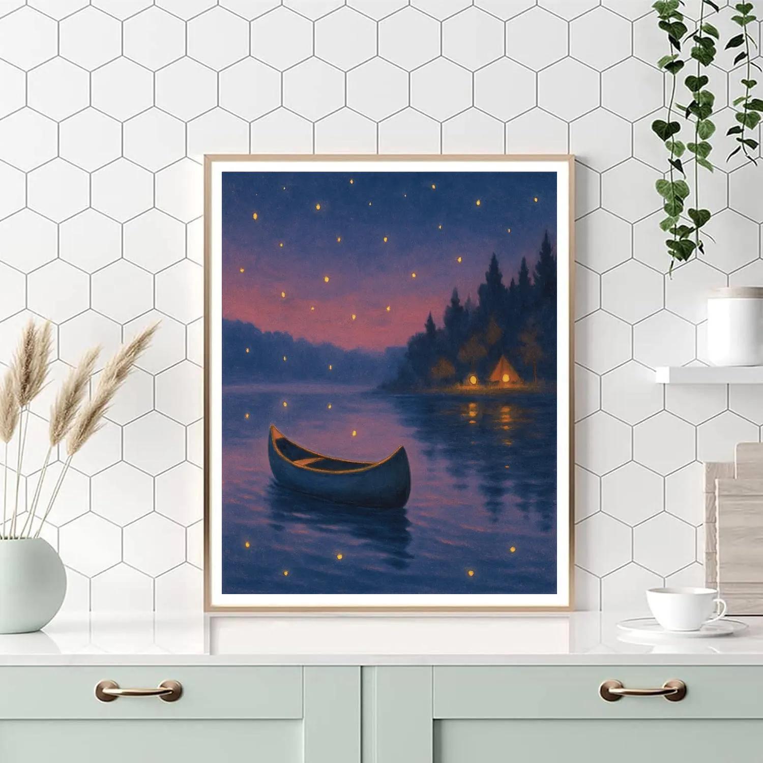 Twilight Canoe And Firefly Chorus paint by number