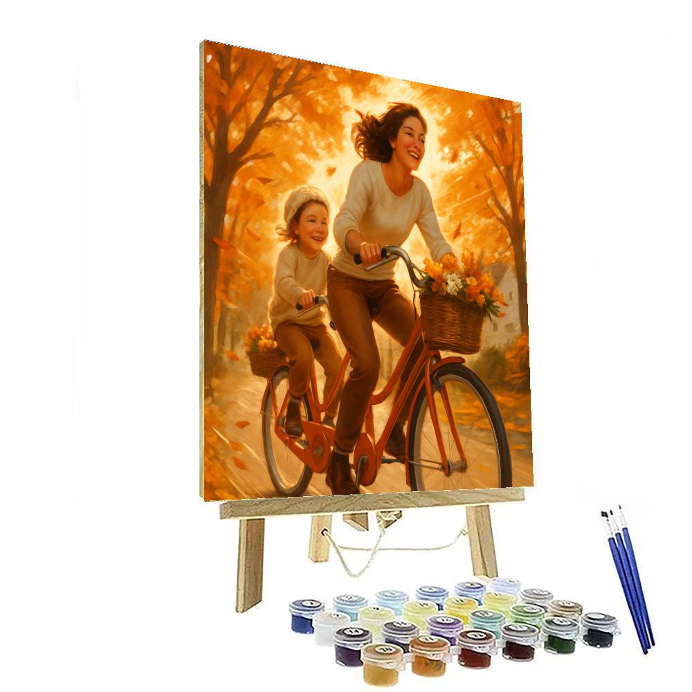 Mother And Child Bicycle Ride Together painting number kit