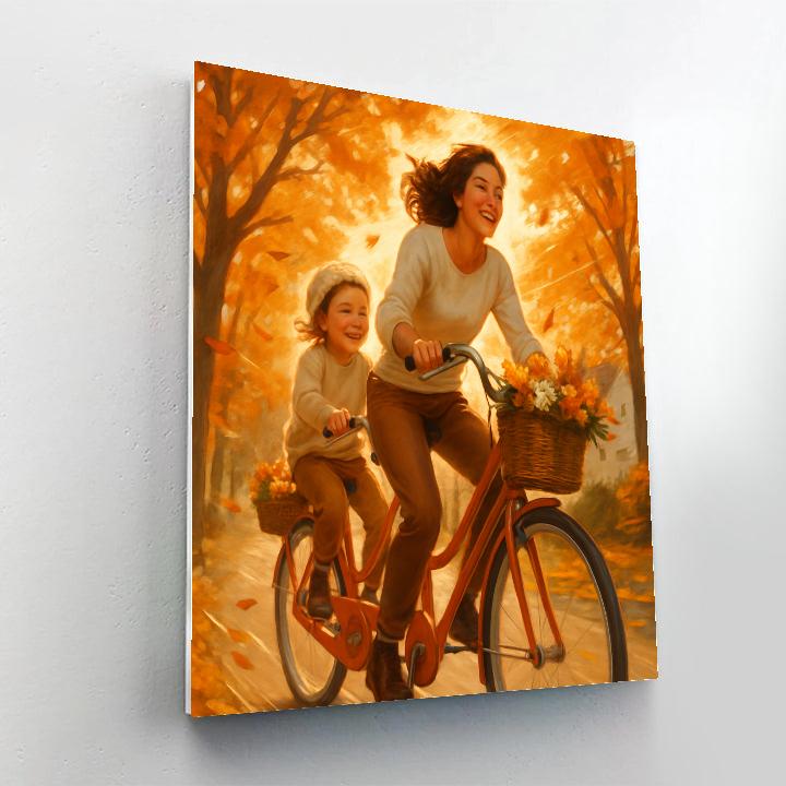 Mother And Child Bicycle Ride Together painting number kit