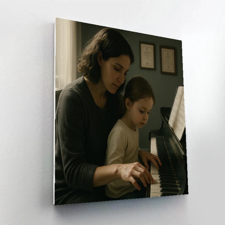 Mother Teaching Child To Play Piano painting number kit