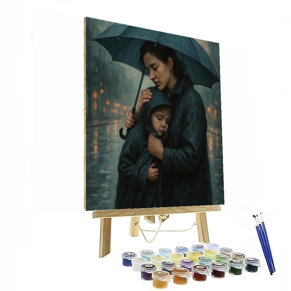 Mother Comforting Child After Rain paint by numbers