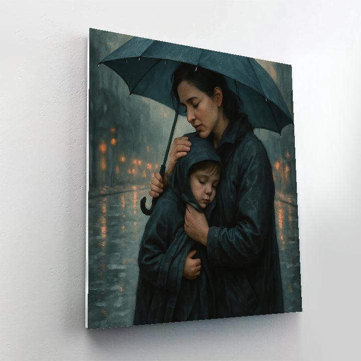 Mother Comforting Child After Rain paint by numbers