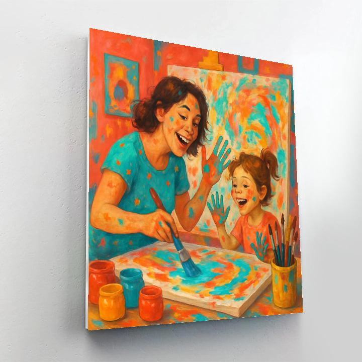 Mother And Child Painting Together paint by numbers