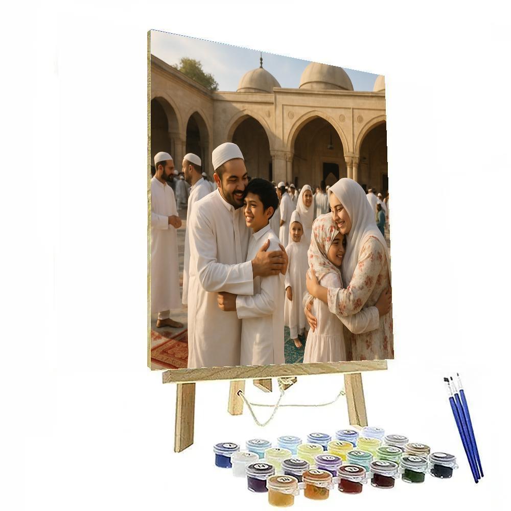 Eid Morning Mosque Courtyard Gathering paint by color